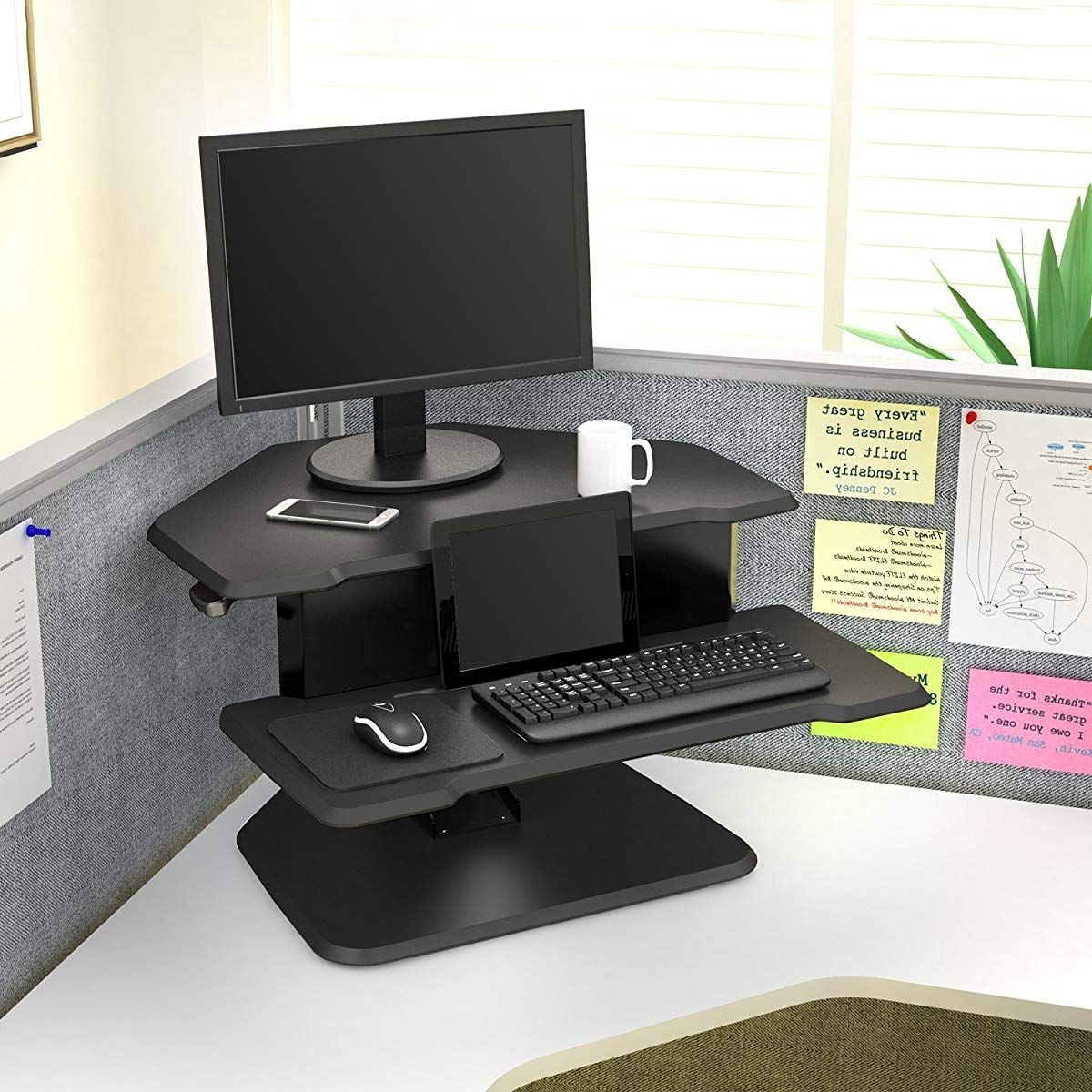 Corner Desks With Keyboard Shelf Pertaining To 2019 Height Adjustable Corner Standing Desk (View 4 of 15)