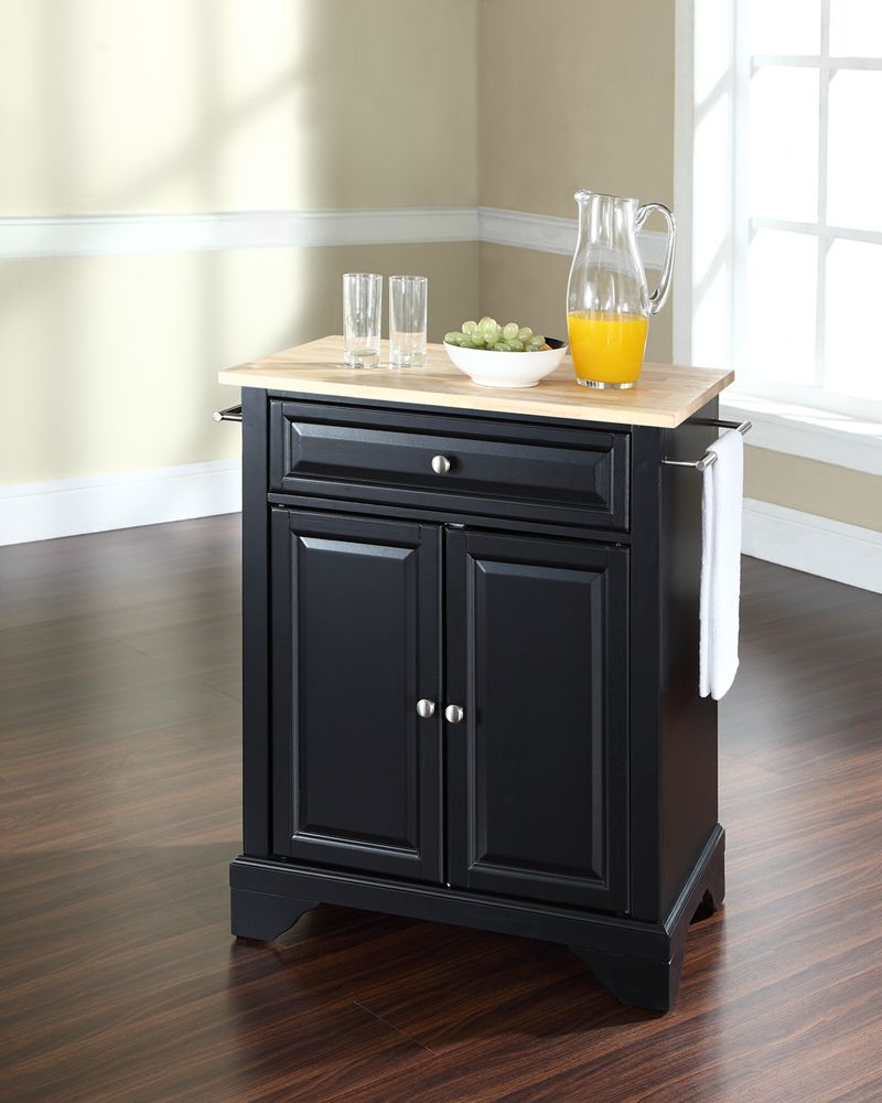 Crosley Furniture – Lafayette Natural Wood Top Portable Kitchen Island With Regard To Latest Natural Wood And Black 2 Shelf Desks (View 10 of 15)