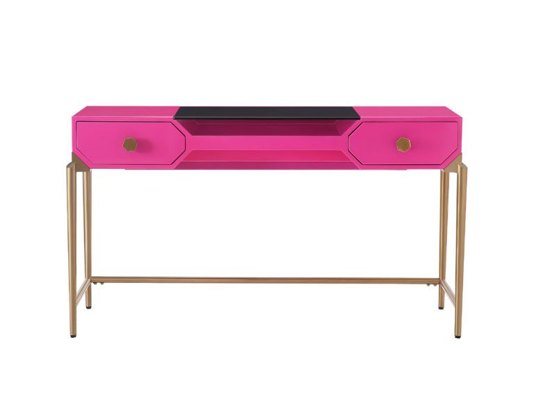 Current Bajo Pink Lacquer Desk – Tov Furniture Pertaining To Pink Lacquer 2 Drawer Desks (View 5 of 15)
