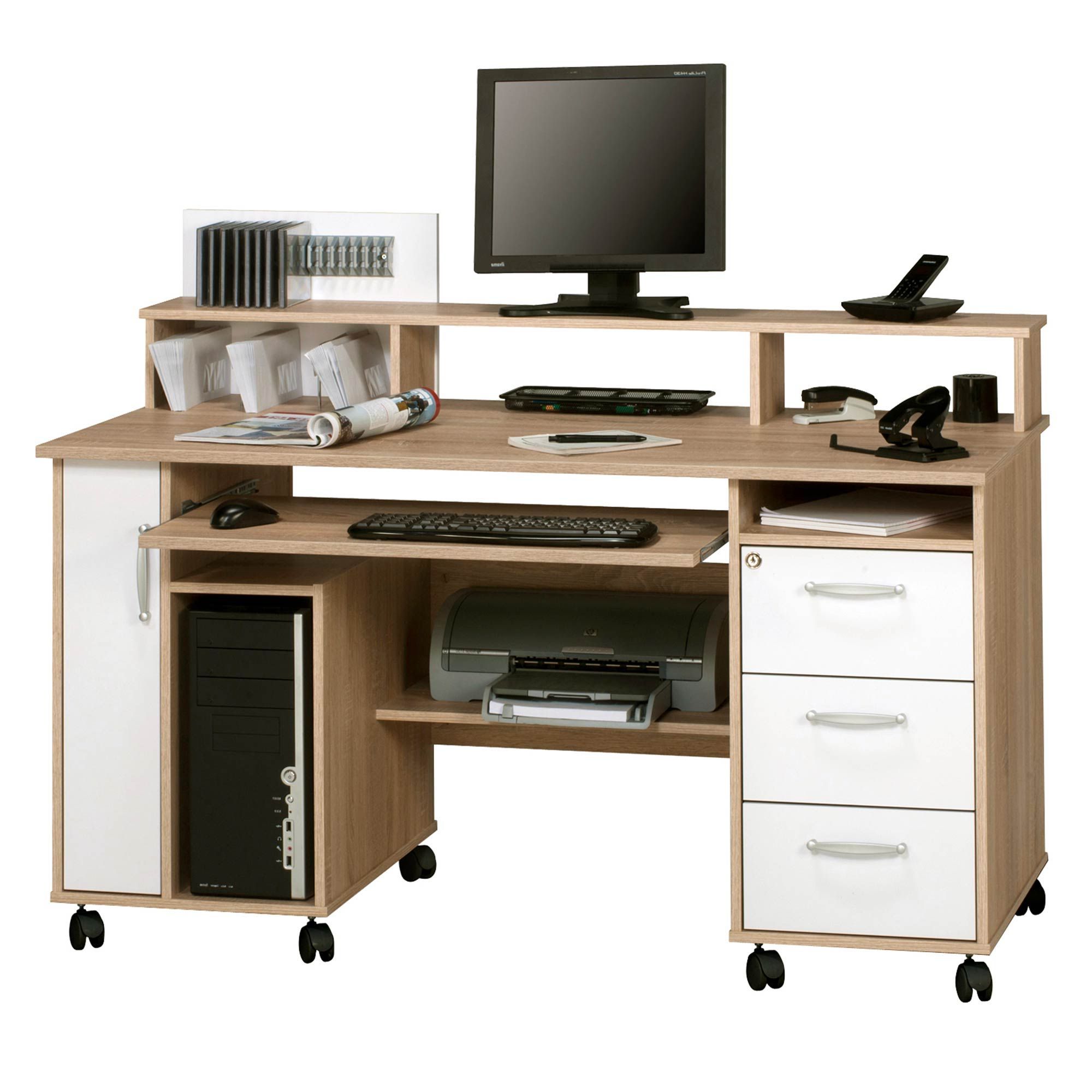 Current Kilkenny Desk/workstation Oak & White I Home Office Desk I Study Desk In White Finish Office Study Work Desks (View 15 of 15)