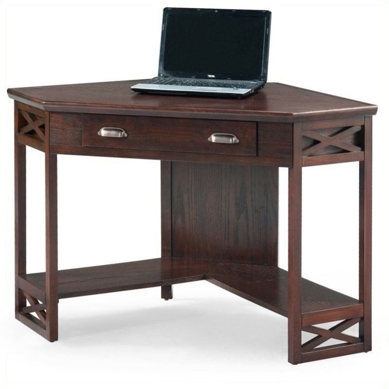 Current Oak Corner Computer Writing Desks Regarding Scranton & Co Corner Computer Writing Desk In Chocolate Oak (View 1 of 15)