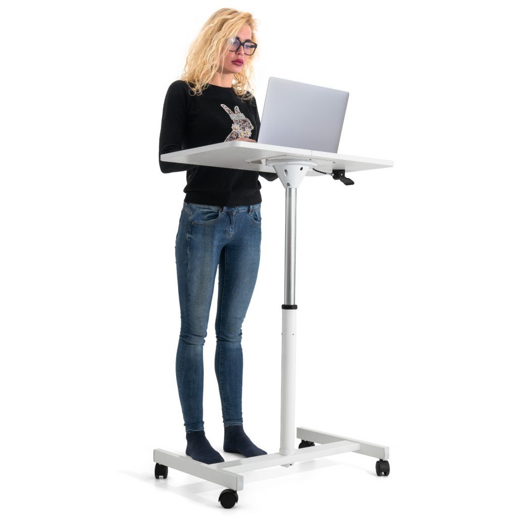 Current Sit Stand Mobile Desks In Tatkraft Focus Airlift Pneumatic Sit Stand Laptop Desk With Wheels (View 2 of 15)