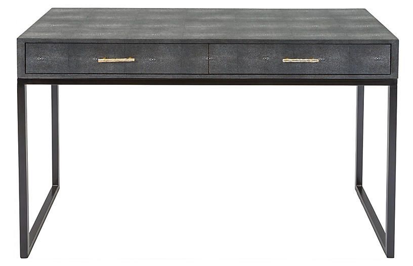 Dark Toasted Oak 3 Drawer Writing Desks In Most Current Renee Shagreen Writing Desk $1, (View 10 of 15)