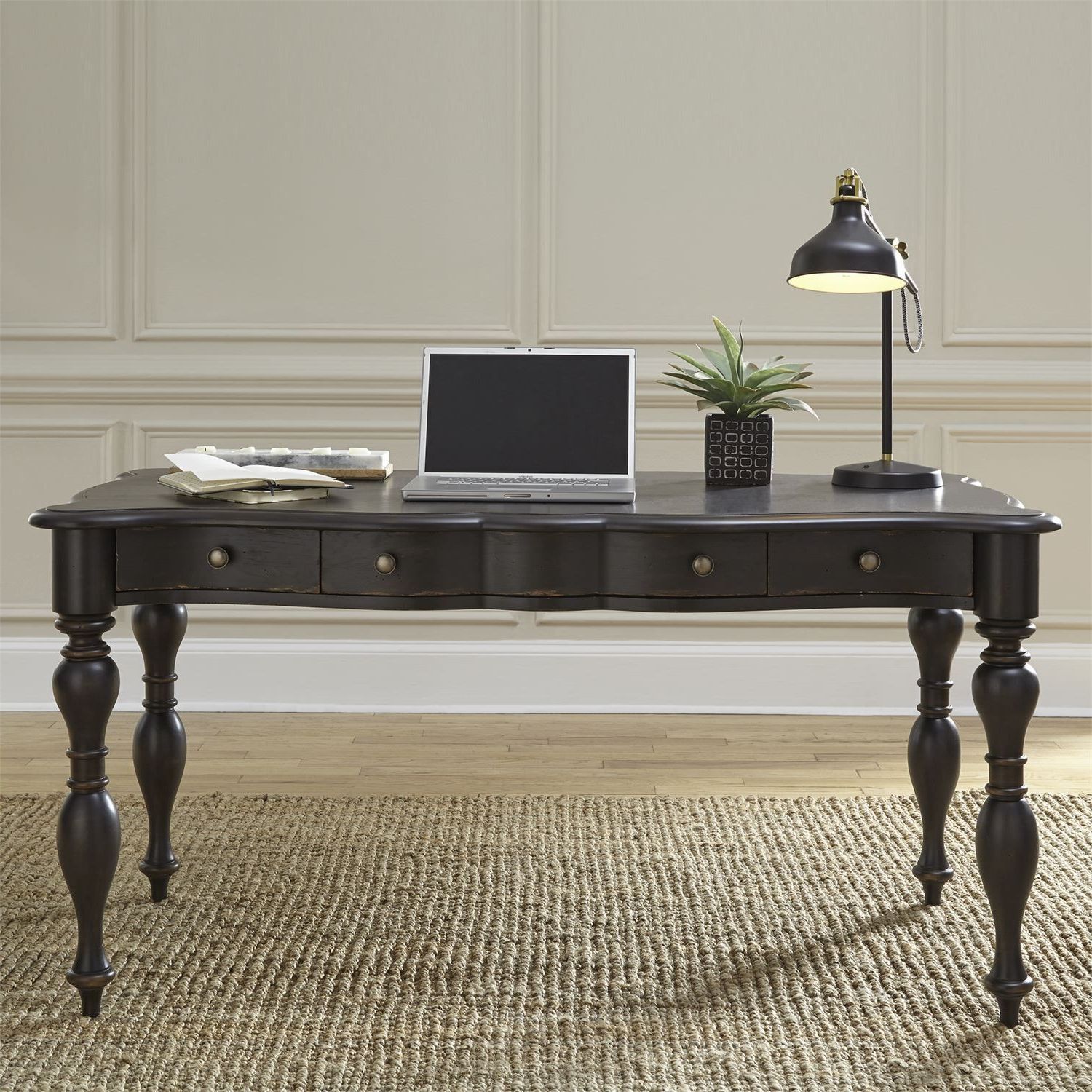 Dark Tobacco Writing Desks Within Well Liked Chesapeake Wire Brushed Antique Black Writing Desk From Liberty (View 2 of 15)