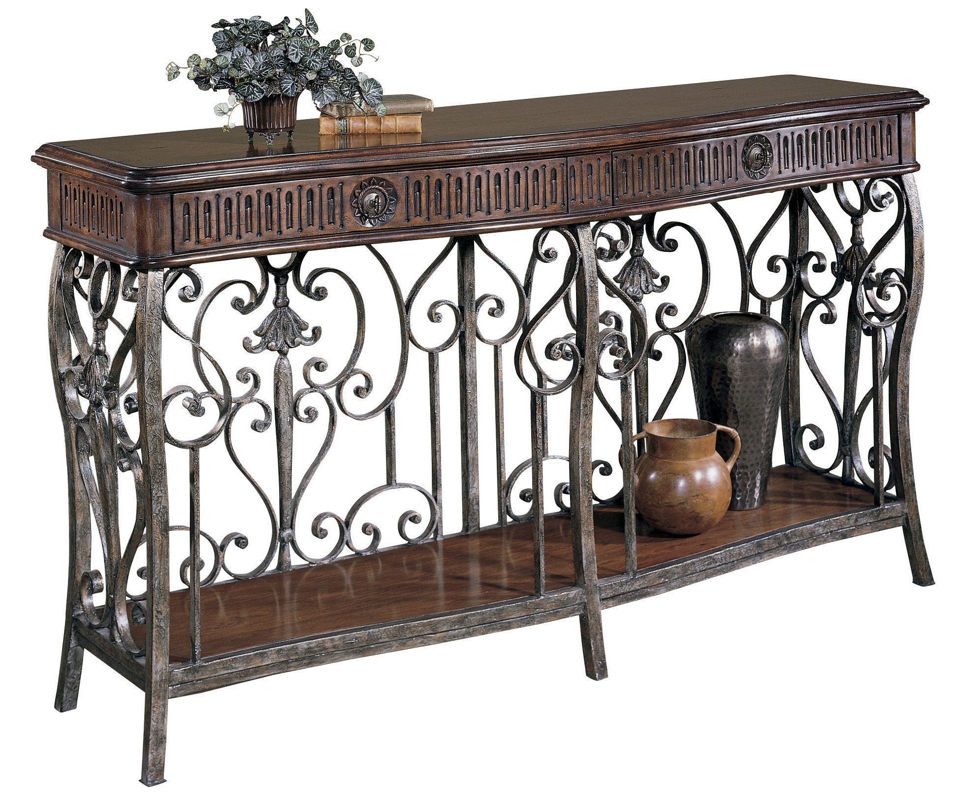Distressed Console Table With Metal – Classic Wood Accent Furniture In Recent Distressed Iron 4 Shelf Desks (View 9 of 15)