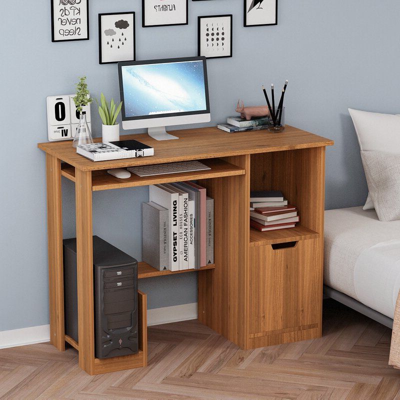 Ebern Designs Compact Computer Desk Work Desks For Home Office Small Throughout Favorite Modern Ashwood Office Writing Desks (View 9 of 15)