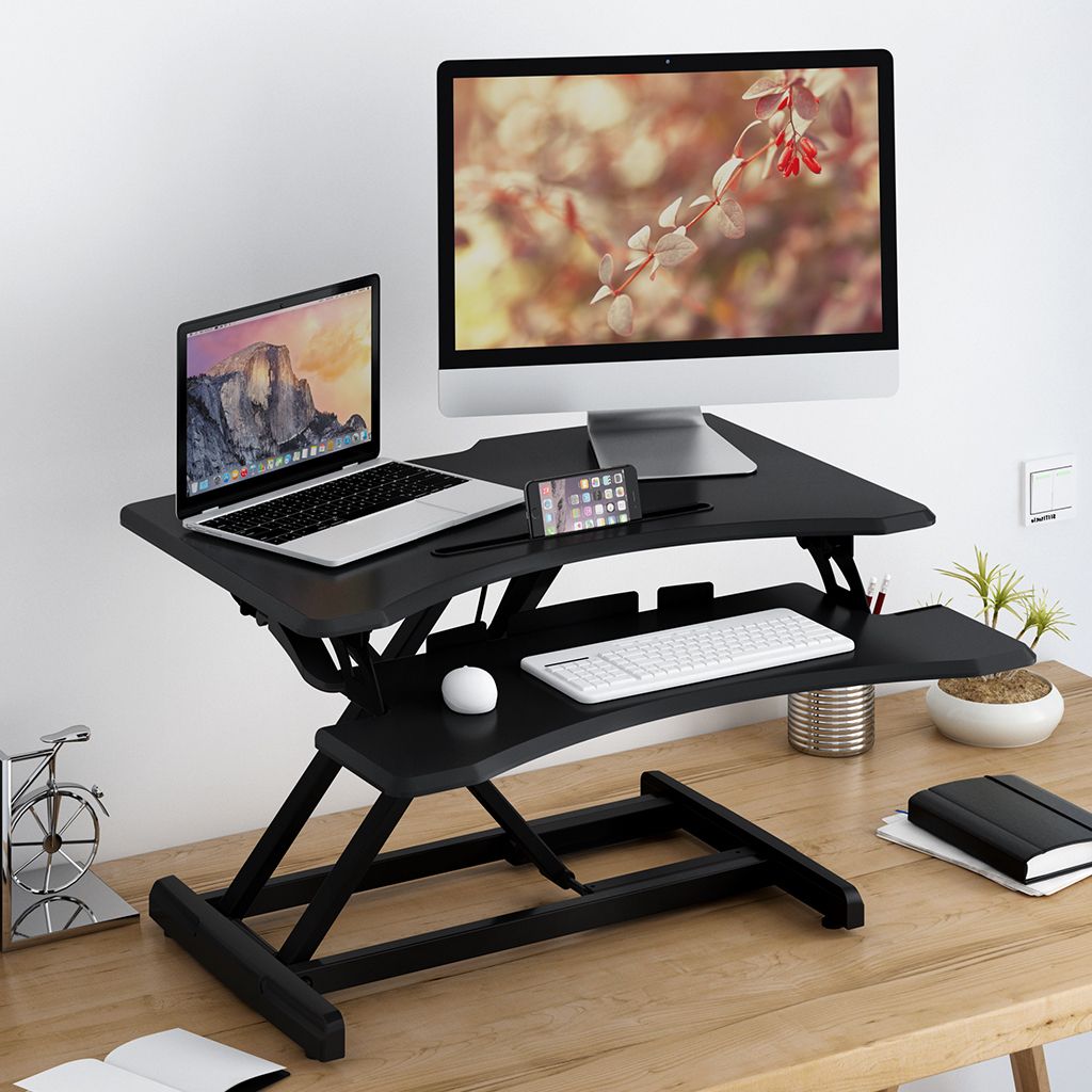 Espresso Adjustable Stand Up Desks Inside Well Known Height Adjustable Standing Desk, Office Sit Stand Desk Converter,  (View 14 of 15)