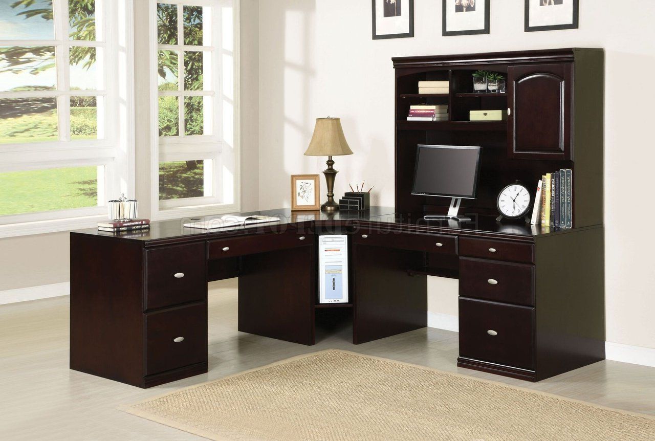 Espresso Finish Cape Modern Desk W/optionsacme Regarding Recent Black Finish Modern Office Desks (View 5 of 15)
