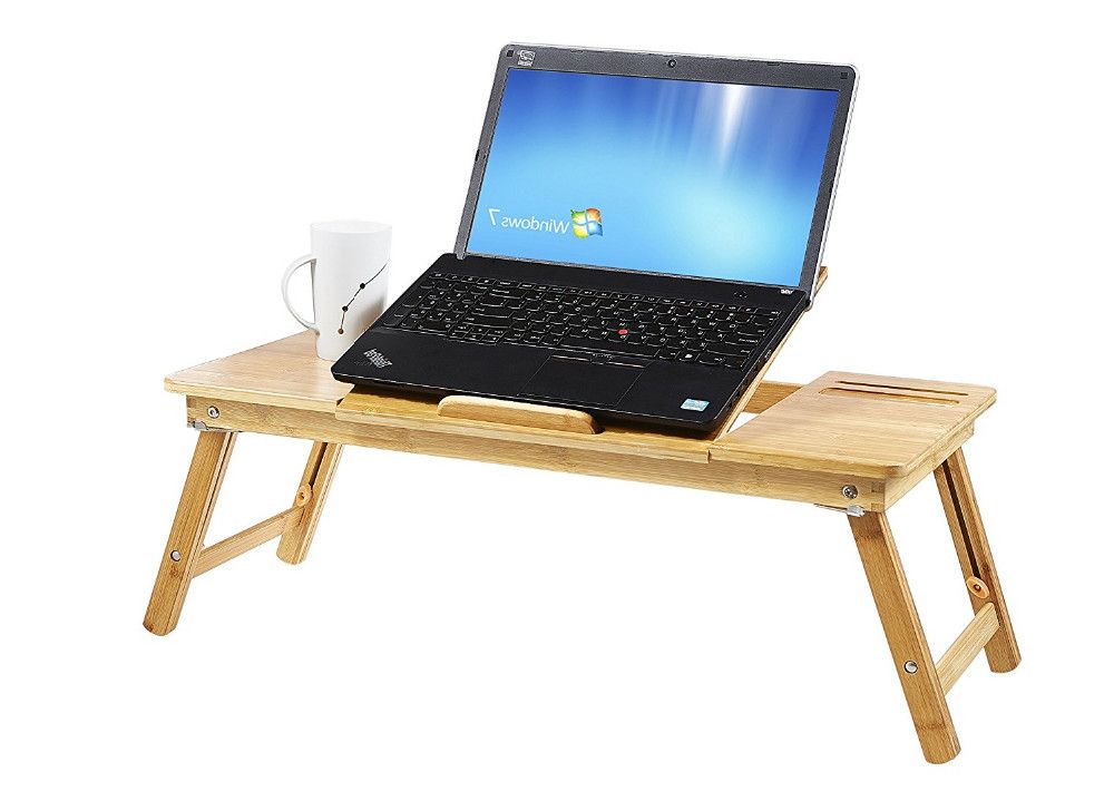 Espresso Wood Adjustable Reading Tables Pertaining To Recent Adjustable Bamboo Folding Laptop Desk Reading Breakfast Serving Bed (View 15 of 15)