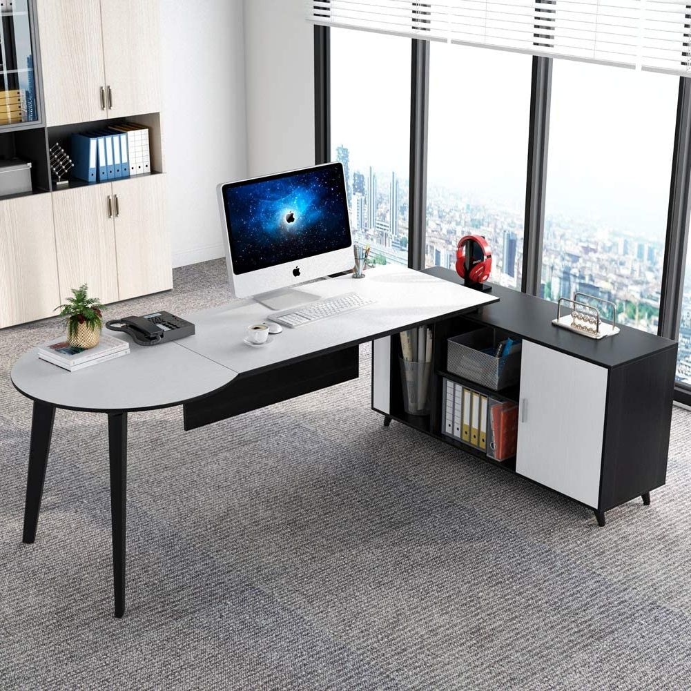 Executive Desks With Dual Storage Throughout Preferred Tribesigns 71 Inch L Shaped Executive Office Desk With 47 Inch Storage (View 8 of 15)