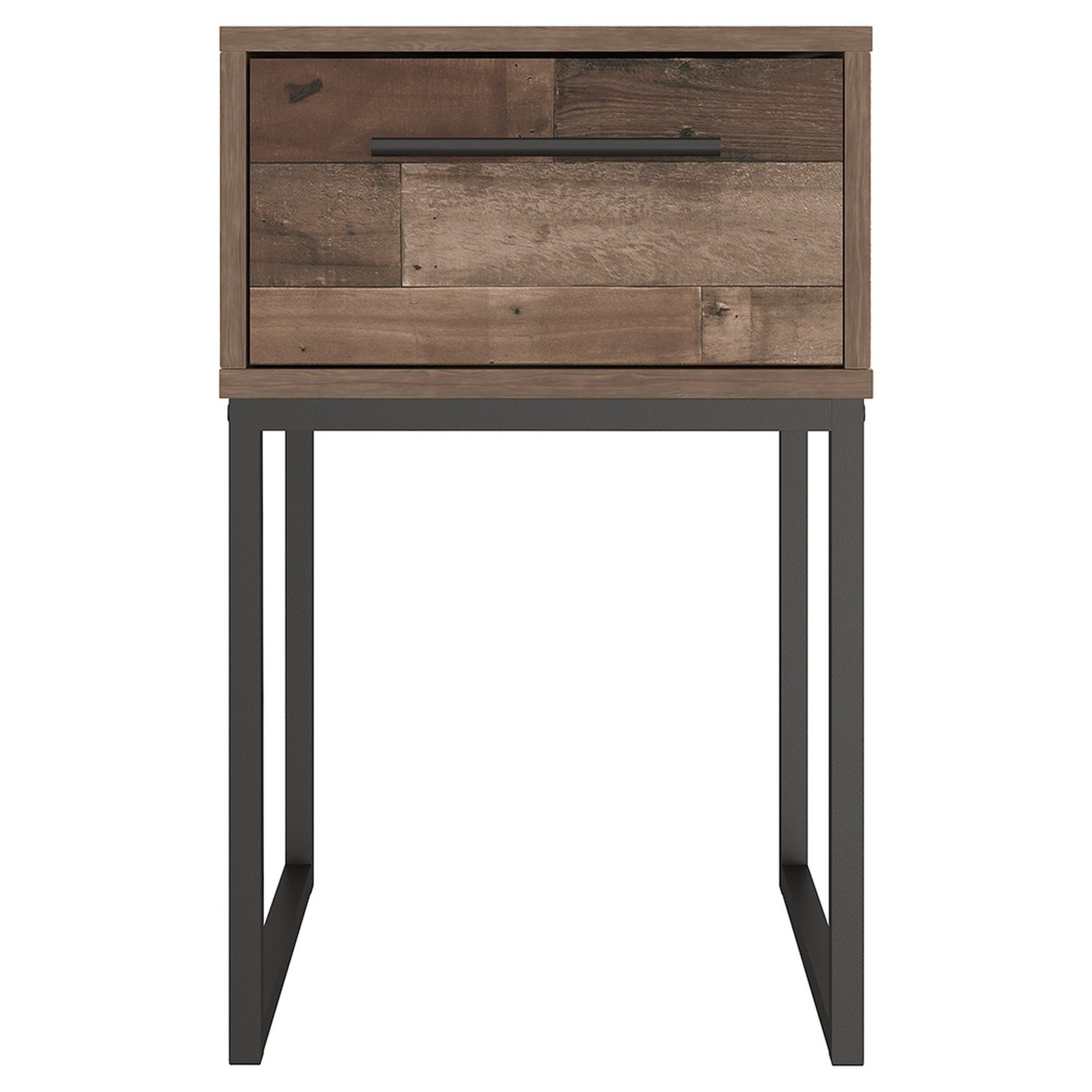 Fashionable Black And Brown 5 Shelf 1 Drawer Desks Within Metal Legs 1 Drawer Wooden Brown And Black Nightstand — Pier  (View 8 of 15)