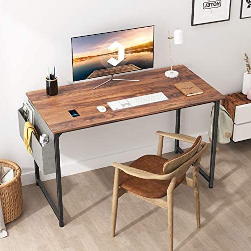 Fashionable Cubicubi Computer Desk 47″ Study Writing Table For Home Office Inside Black Finish Modern Computer Desks (View 10 of 15)