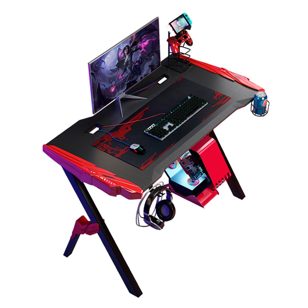 Fashionable Gilgal Gamer Desk Gaming Zone – Deep Black – Best Outlet – Muebles With Regard To Gaming Desks With Built In Outlets (View 8 of 15)