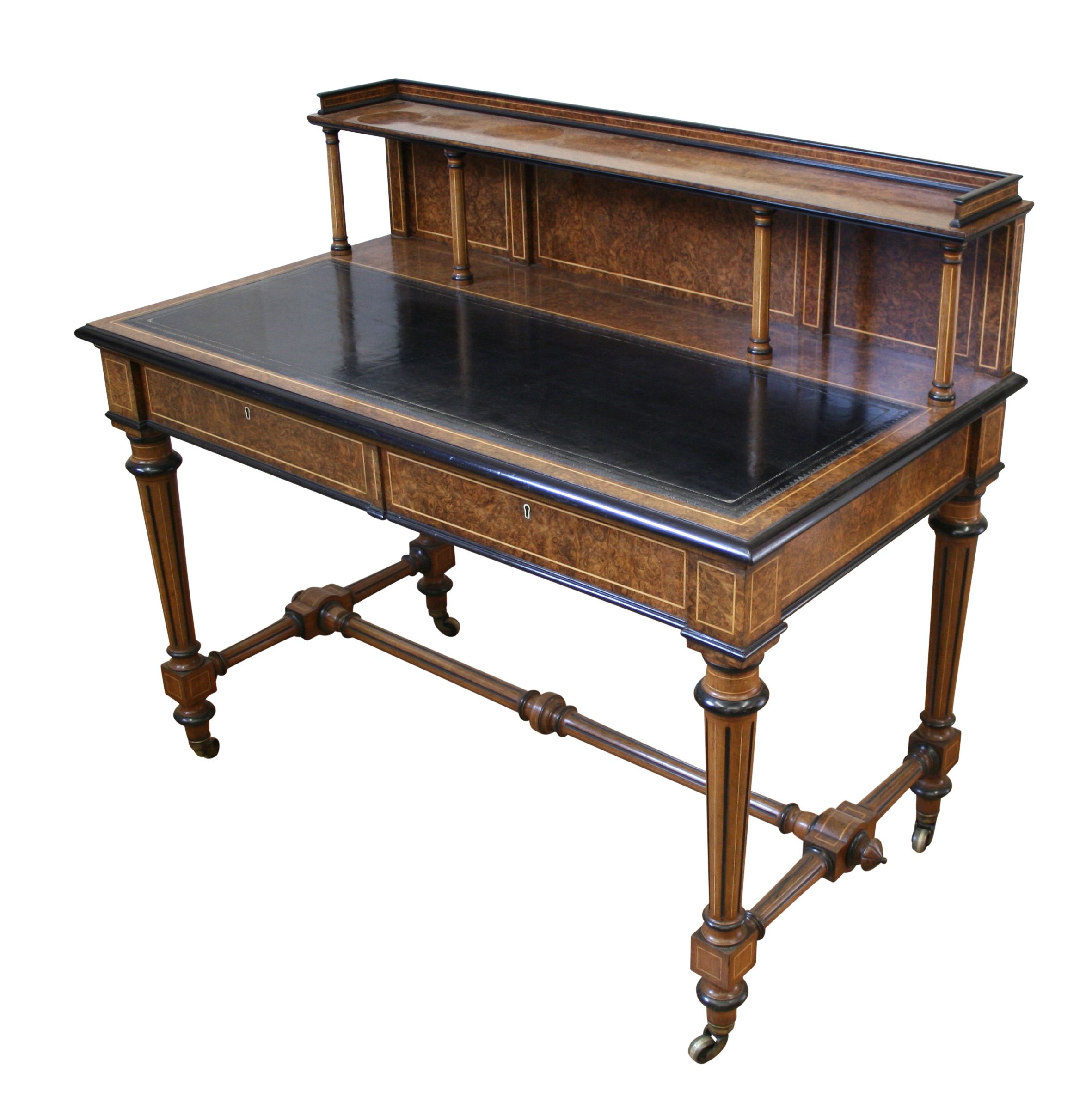 Fashionable Glass And Walnut Modern Writing Desks Regarding An Antique Victorian Burr Walnut Writing Desk  Williams Antiques (View 10 of 15)