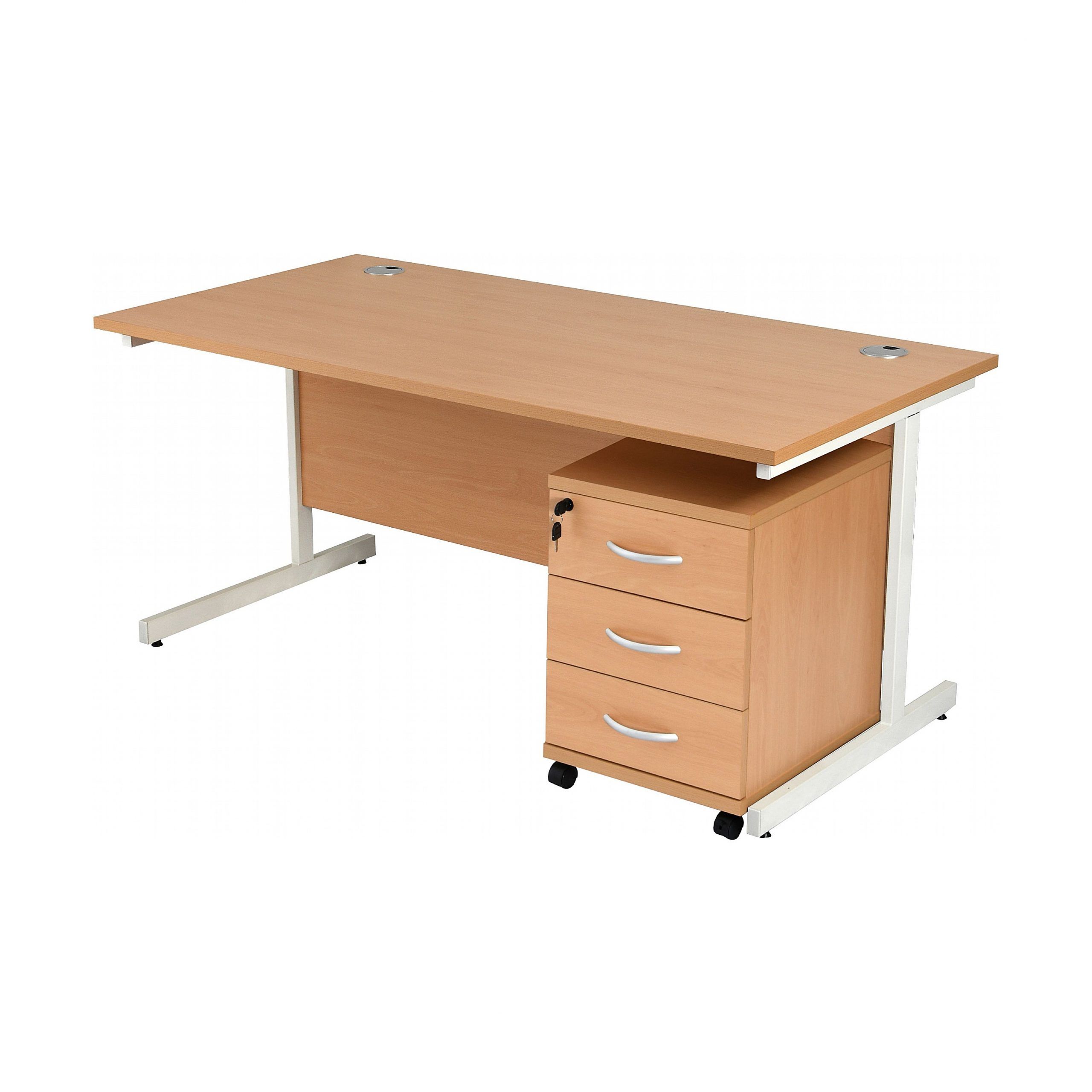 Fashionable Graphite 2 Drawer Compact Desks With Next Day Karbon K1 Rectangular Cantilever Office Desks With Under Desk (View 14 of 15)