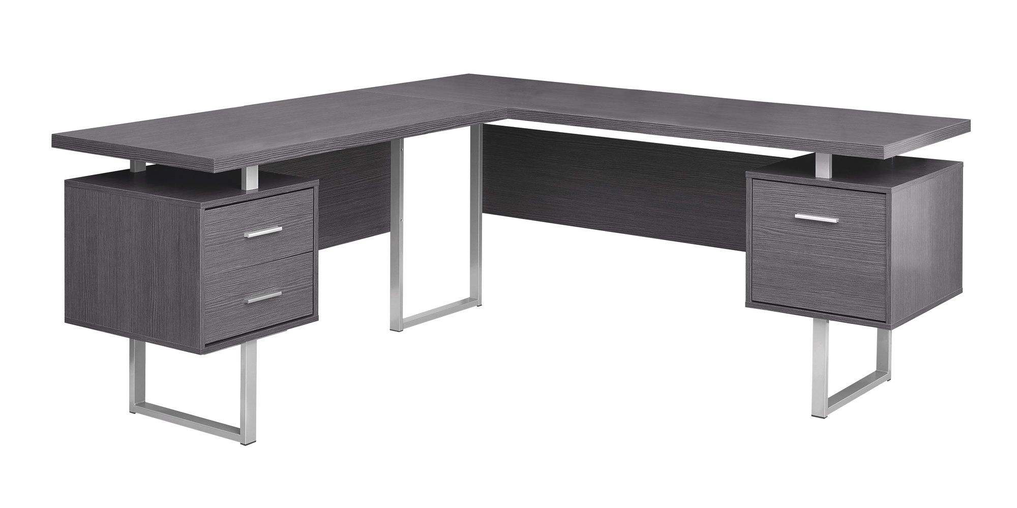 Fashionable Left Facing Shelf Gray Modern Desks Throughout Computer Desk – 70"l / Grey Left Or Right Facing – Walmart (View 8 of 15)