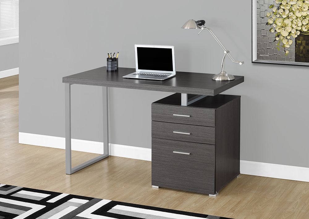 Fashionable Left Facing Shelf Gray Modern Desks Throughout I 7426 – Computer Desk – 48"l / Grey Left Or Right Facing Winnipeg (View 3 of 15)