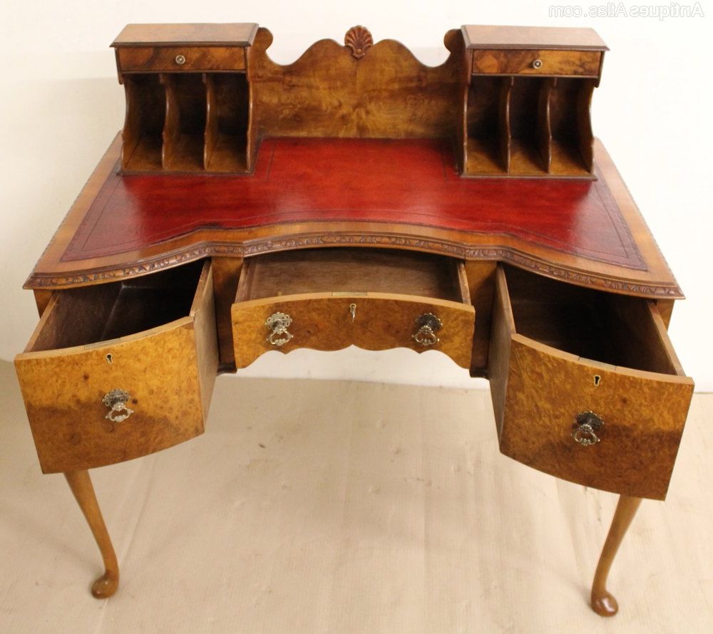 Fashionable Walnut And Black Writing Desks Intended For Burr Walnut Writing Desk – Antiques Atlas (View 10 of 15)