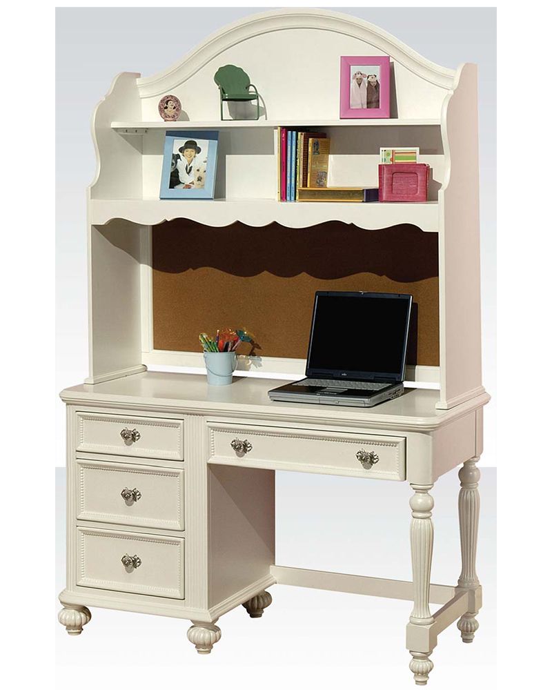 Fashionable White Traditional Desks Hutch With Light Within Acme Desk W/ Hutch Athena Ac30014dh (View 14 of 15)