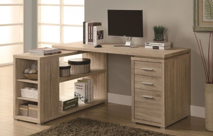 Favorite 7219 Natural Left Or Right Facing Corner Desk From Monarch (i 7219 Pertaining To Left Facing Shelf Gray Modern Desks (View 11 of 15)