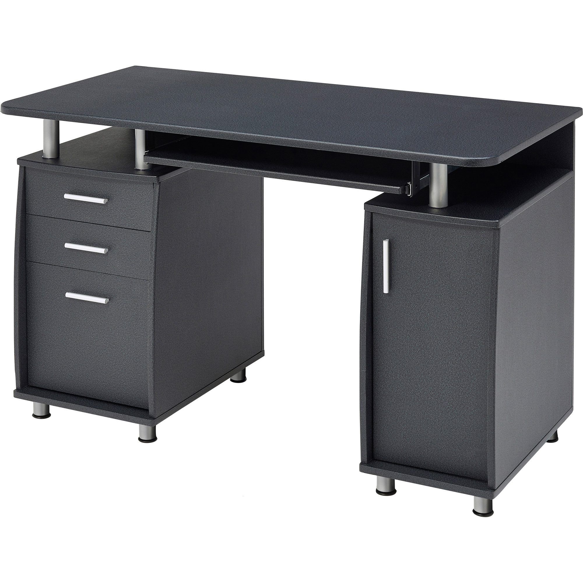 Favorite Emperor Desk With Cupboard & Drawers Graphite Black With Regard To Graphite Convertible Desks With Keyboard Shelf (View 10 of 15)