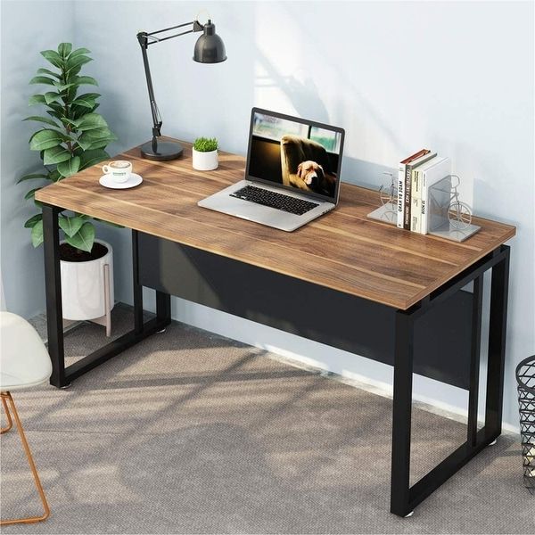 Favorite L Shaped Computer Desk, 55 Inch Home Office Desk – Dark Walnut Intended For Natural Walnut Computer Desks (View 6 of 15)