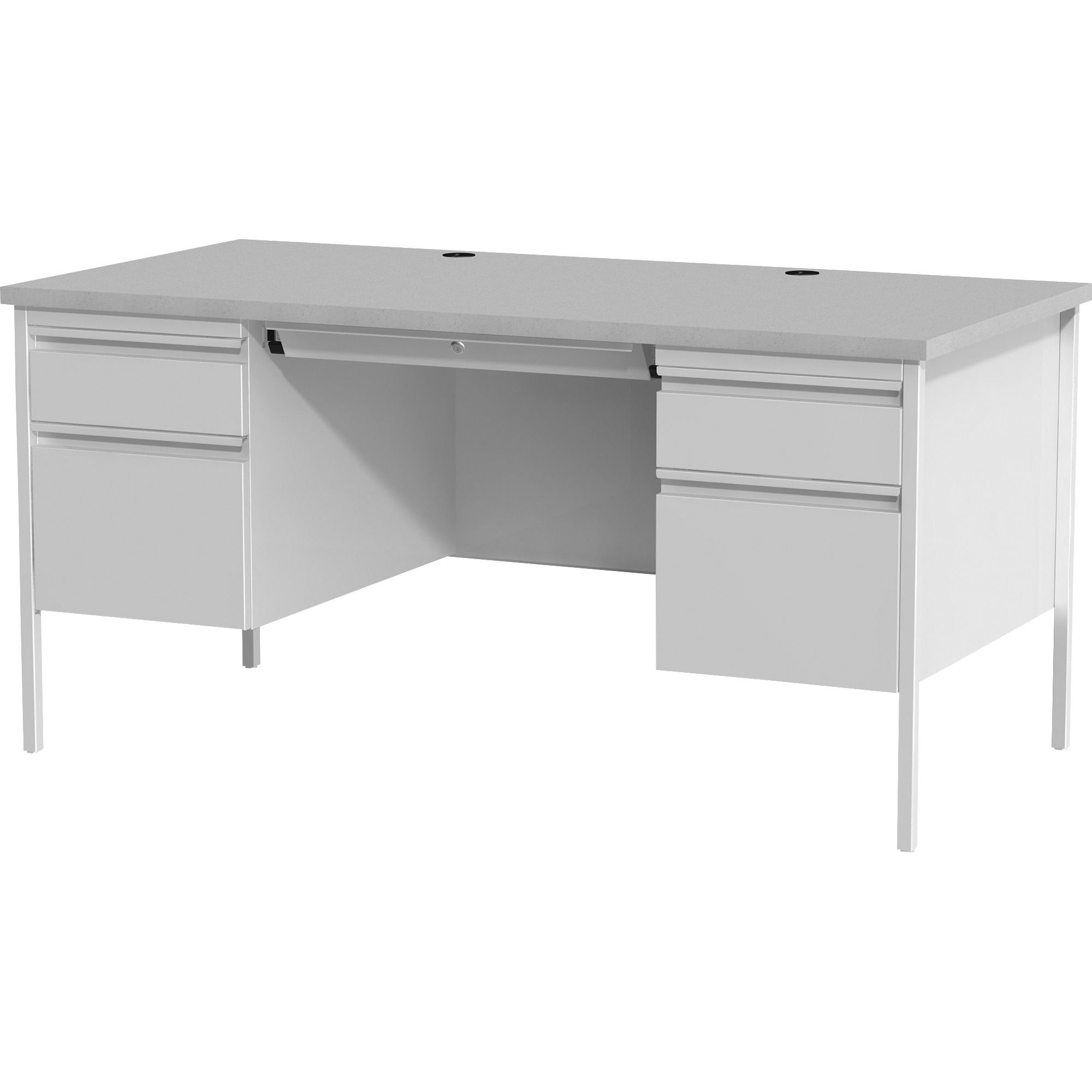 Favorite Lorell Grey Double Pedestal Steel/laminate Desk – 2 Pedestals – 30 Regarding Gray Reversible Desks With Pedestal (View 6 of 15)