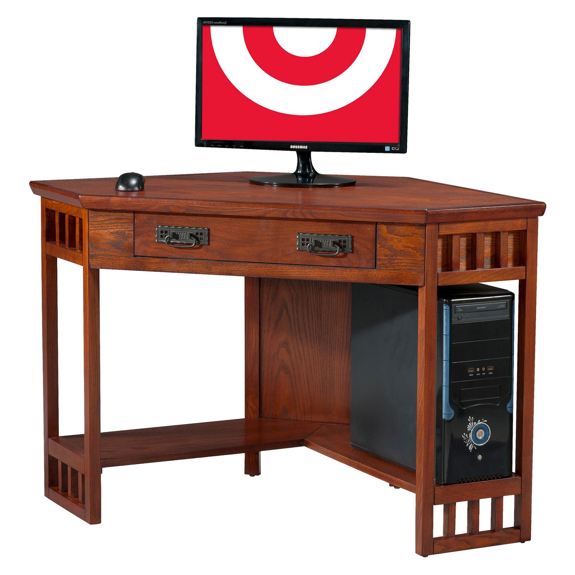 Favorite Oak Corner Computer Writing Desks Intended For Mission Corner Desk Oak – Leick Home (View 2 of 15)