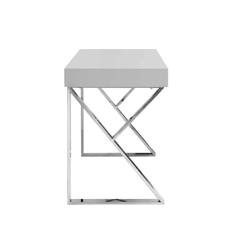 Favorite Posh Dianna 2 Drawer Writing Desk With Stainless Steel Legs In Light Within Gray And Gold 2 Drawer Desks (View 5 of 15)