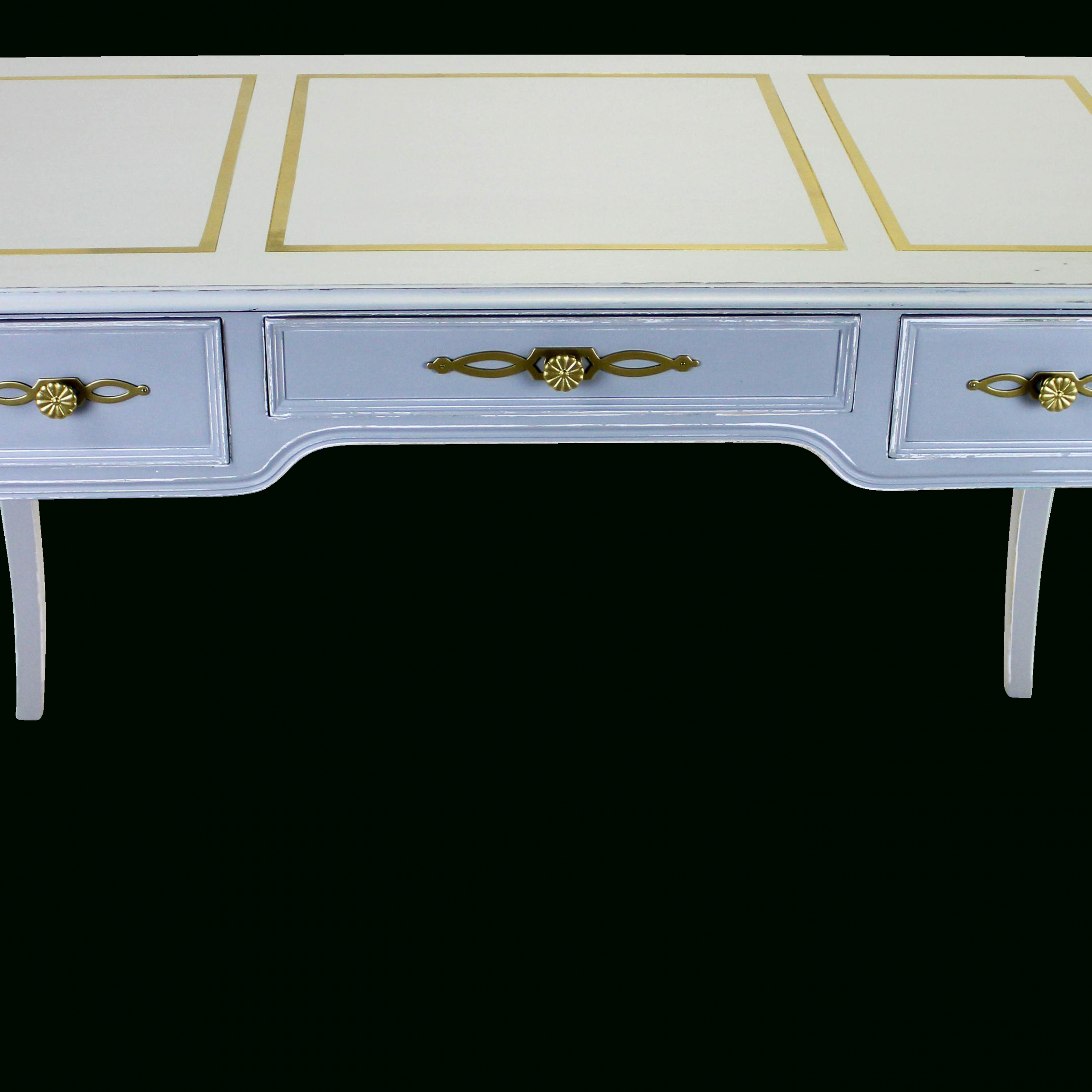 French Style Three Drawer Wood Writing Desk Or Dressing Table, Newly Throughout Well Liked Gold And Wood Glam Modern Writing Desks (View 2 of 15)