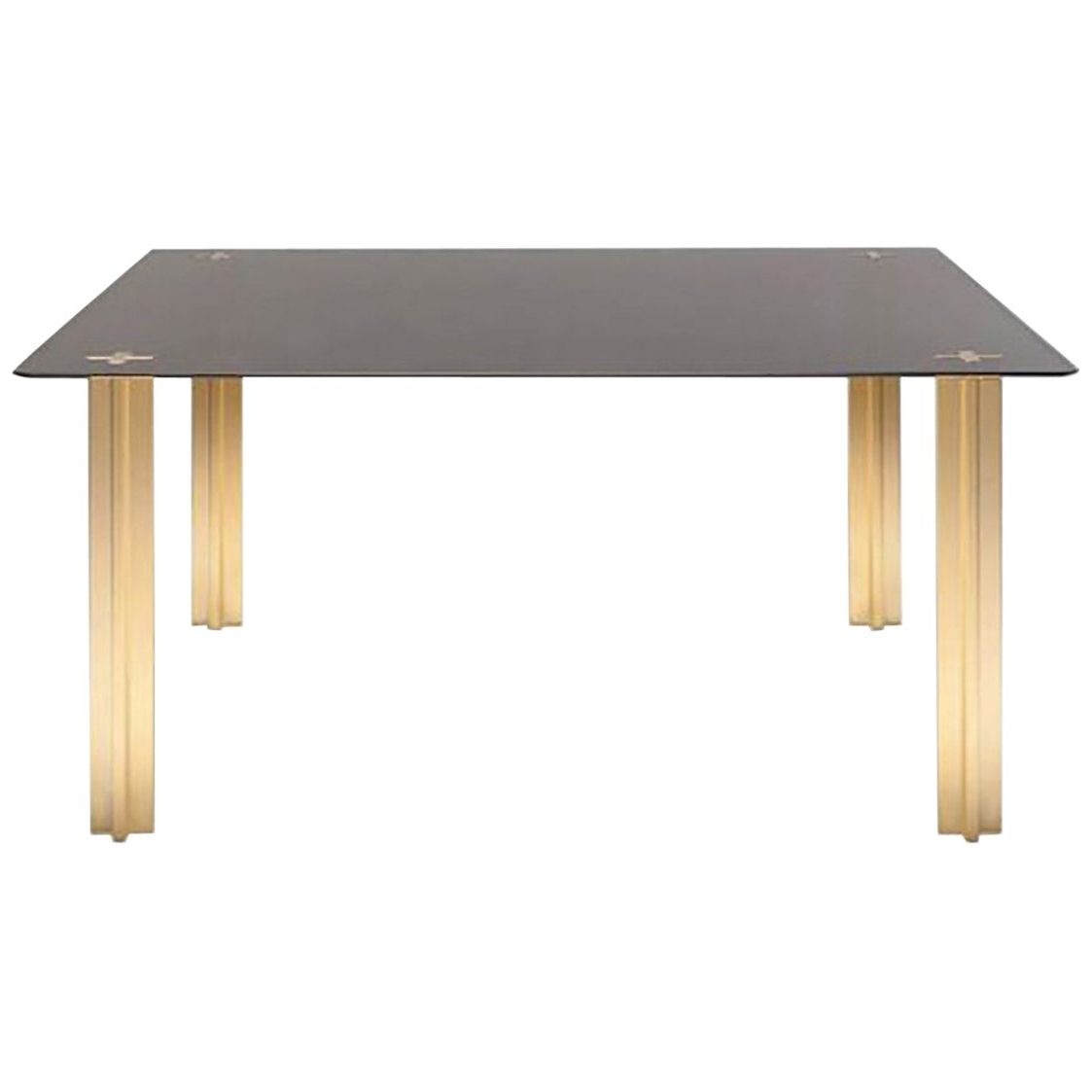 Glass And Gold Rectangular Desks Intended For Preferred Gold Contemporary Square Table, Smoke Glass Top And Gold Plated (View 9 of 15)