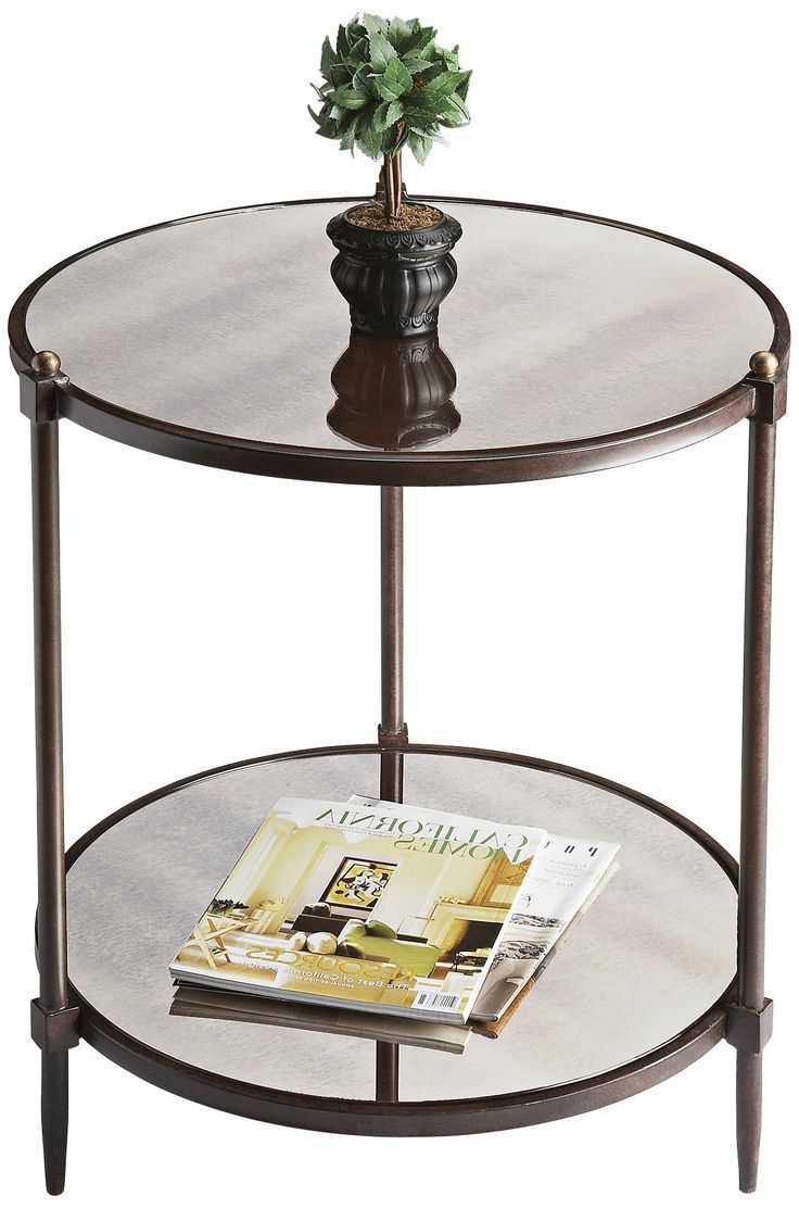 Glass And Pewter Rectangular Desks Inside Most Up To Date Metalwork 22" Wide Pewter And Gold Mirrored Glass Side Table – #3t (View 11 of 15)