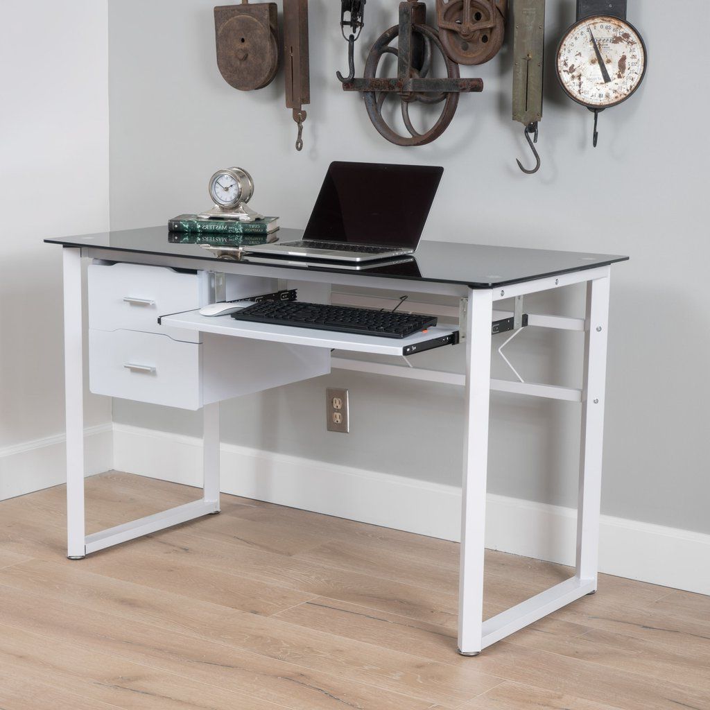 Glass Regarding Most Up To Date Glass White Wood And Walnut Metal Office Desks (View 14 of 15)