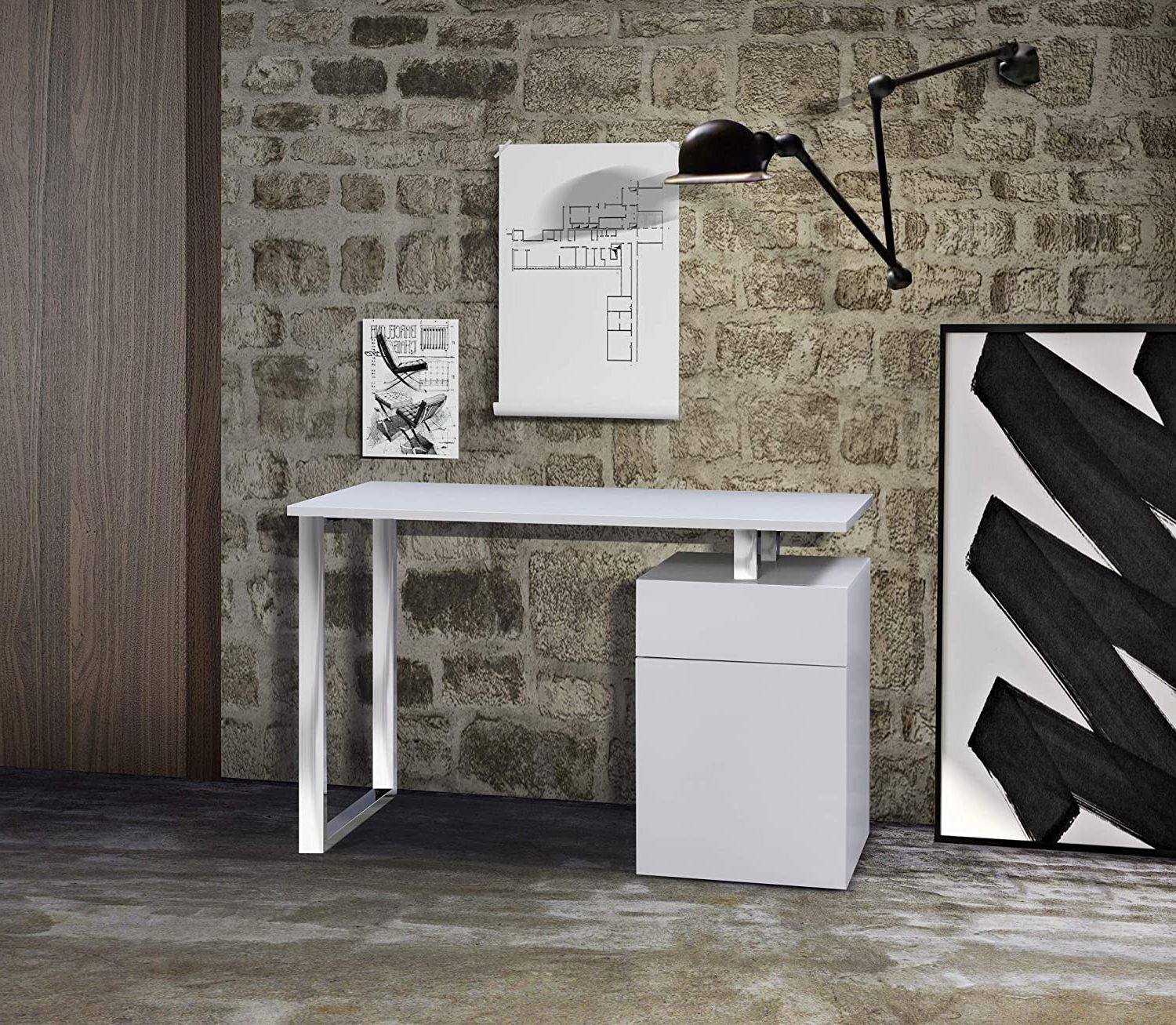 Glossy White And Chrome Modern Desks Pertaining To Well Known Centurion Supports Calista Gloss White With Chrome Legs 3 Drawer (View 14 of 15)