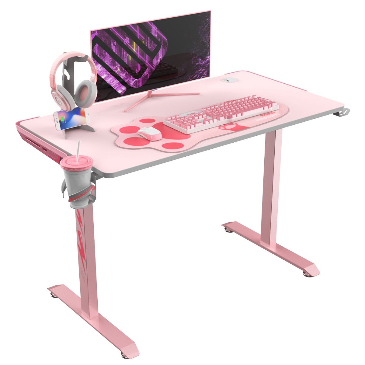 Gold And Pink Writing Desks Regarding Well Known Eureka Ergonomic I1 S Pink Gaming Desk,  (View 2 of 15)