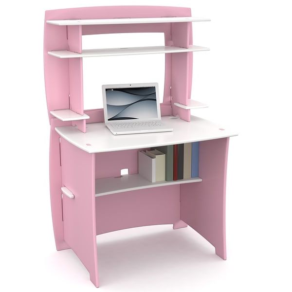 Gold And Pink Writing Desks Throughout Most Up To Date Legare 36 Inch Kids' Pink And White Desk And Hutch – Free Shipping (View 7 of 15)