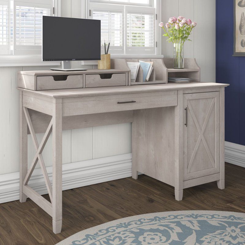 Gray Single Pedestal Desk And Organizer (54 Inch) – Key West (View 9 of 15)
