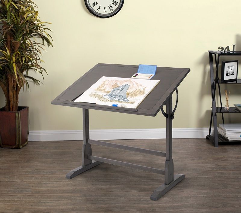 Gray Wood Adjustable Reading Tables Intended For 2018 Vintage Wood Drafting Table With 42″ X 30″ Adjustable Top In Slate Gray (View 7 of 15)