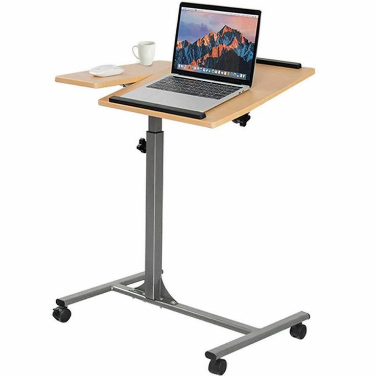 Gray Wood Adjustable Reading Tables With Regard To Most Current Costway Laptop Notebook Desk Adjustable Table W/ Wheels Stand Holder (View 5 of 15)