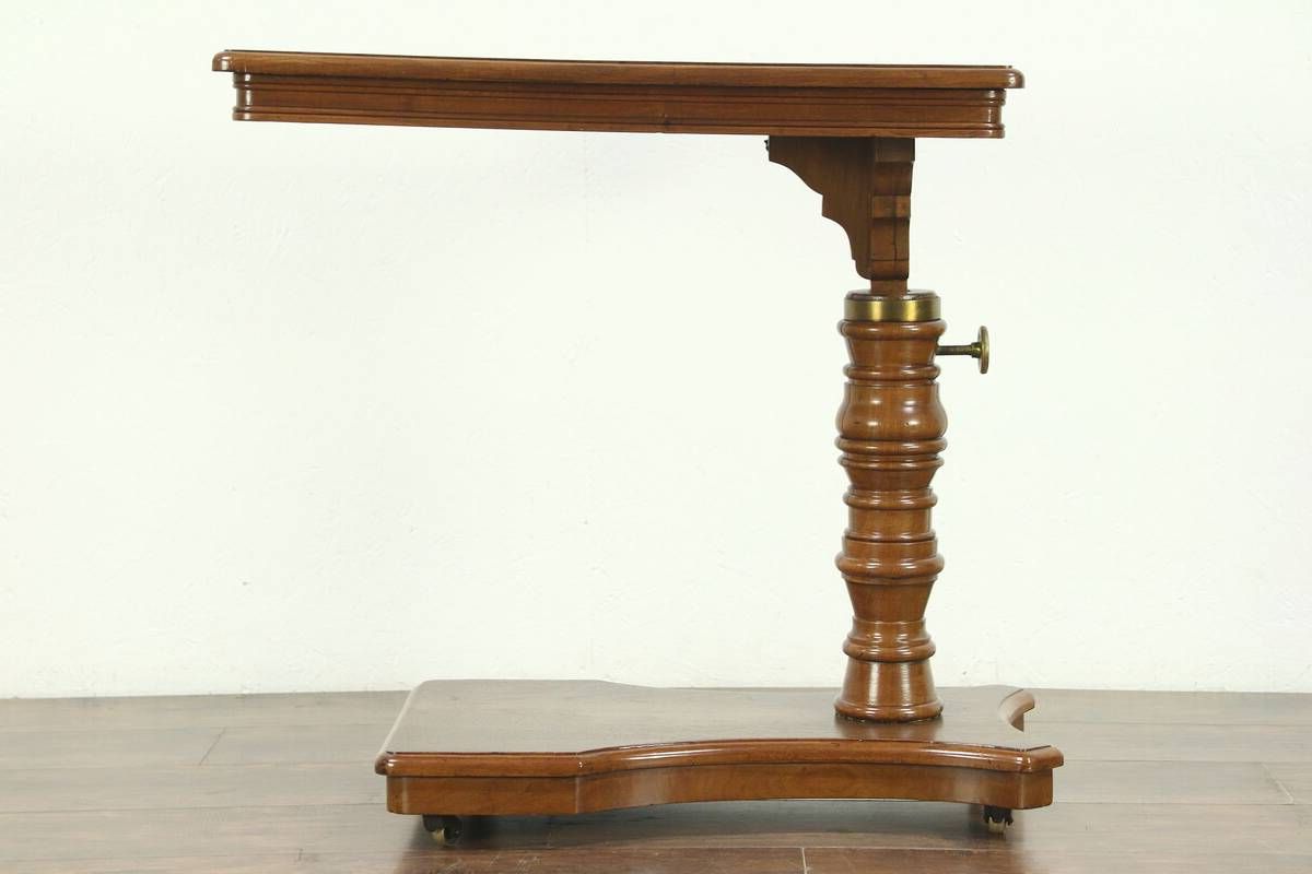 Gray Wood Adjustable Reading Tables With Well Known Victorian Walnut Antique Adjustable Bedside Reading Table, England (View 6 of 15)