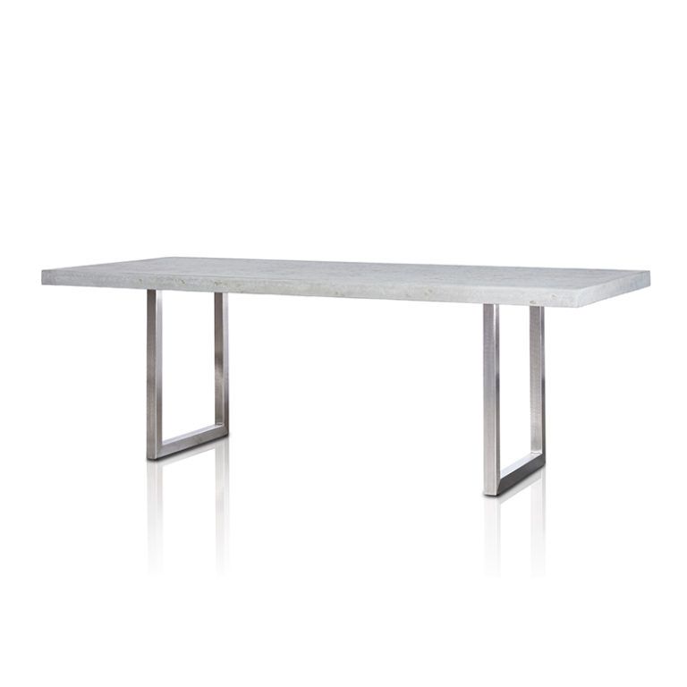 Grc Dining Table In Grey Matte  With Stainless Steel Base – Trilogy Throughout Widely Used Stainless Steel And Gray Desks (View 6 of 15)