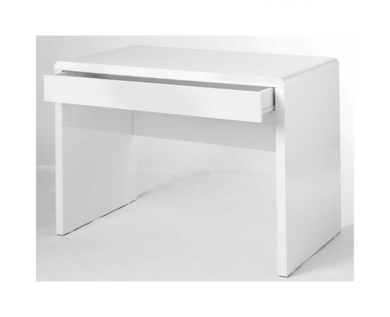 H4home White High Gloss Computer Desk With 1 Large Drawer Modern For Recent White Lacquer Stainless Steel Modern Desks (View 15 of 15)