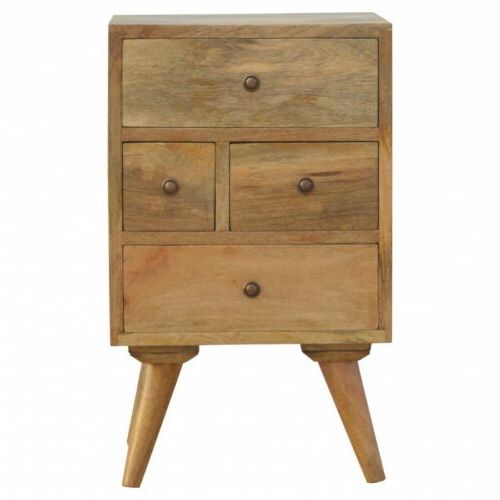Handmade 4 Drawer Bedside Table Natural Oak Solid Wood Quality Scandi Throughout Widely Used Natural Peroba 4 Drawer Wood Desks (View 8 of 15)