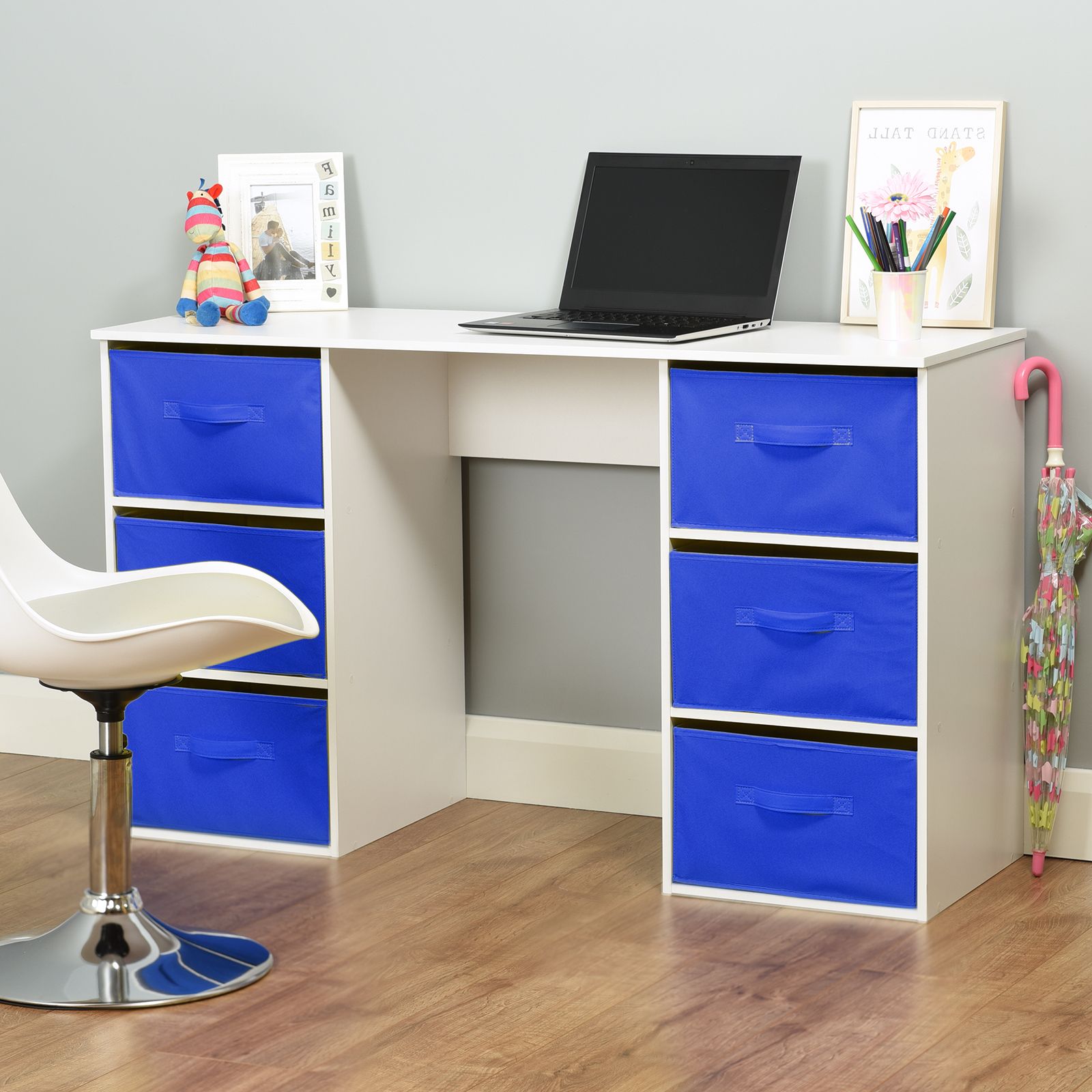 Hartleys White Childrens Desk & 6 Drawers Kids Pc/laptop Homework With Regard To Famous White 1 Drawer Wood Laptop Desks (View 11 of 15)