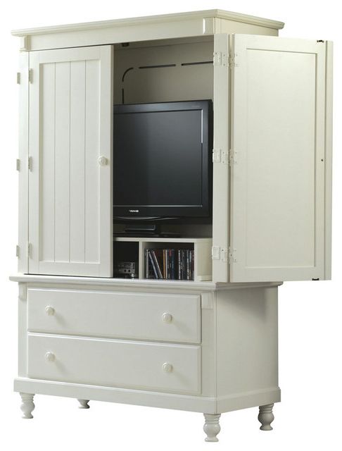 Homelegance Pottery 44 Inch Tv Armoire In White – Traditional With Regard To Most Recent Black Wash And Light Cane 3 Drawer Desks (View 6 of 15)