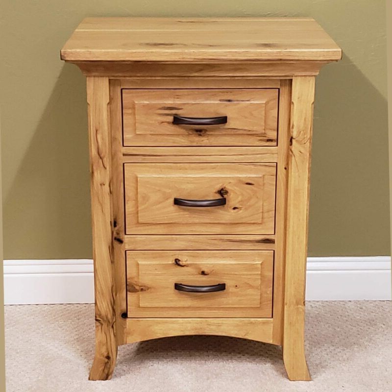 Homestead Hickory Nightstand – Real Solid Wood Furniture Intended For Trendy Hickory Wood 5 Drawer Pedestal Desks (View 1 of 15)