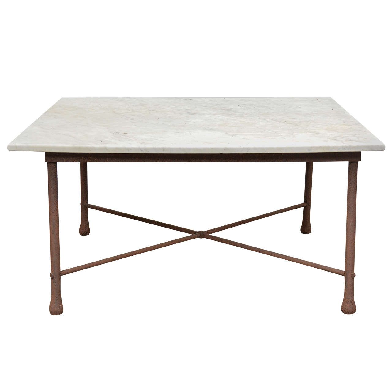 Iron And White Marble Desks In Well Known American 1970s Wrought Iron Coffee Table With Marble Top For Sale At (View 6 of 15)