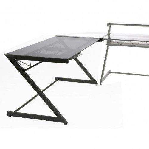 Italmodern Z Deluxe Large Desk; Graphite Black/smoked Glasseuro For Fashionable Graphite Convertible Desks With Keyboard Shelf (View 11 of 15)