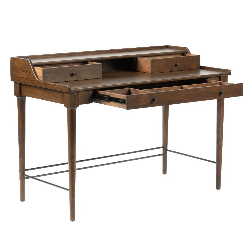 Kathy Kuo Home Intended For Rustic Acacia Wooden Writing Desks (View 12 of 15)