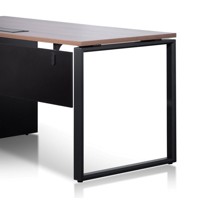 Lacasa Office Desk, 160cm, Walnut / Black In Preferred Black Glass And Walnut Wood Office Desks (View 2 of 15)